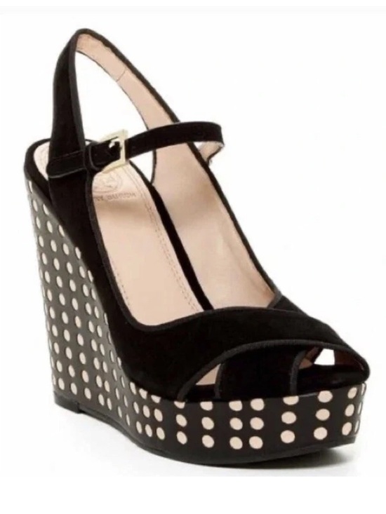 Tory Burch Shoes - Tory Burch Ollie Black Suede Platform Wedge Slingback Heel Sandals Womens 8 M